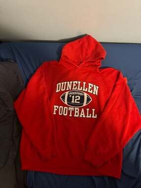 Vintage Dunellen High School Football 2012 Red Hoodie Sweatshirt